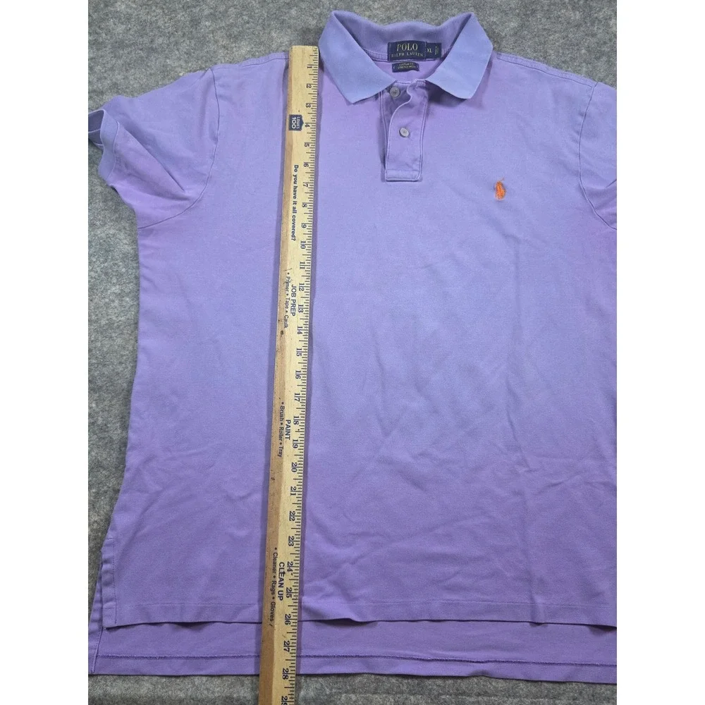 Polo Ralph Lauren Mens XL Purple Custom Fit Stretch Mesh Polo Shirt Orange Pony